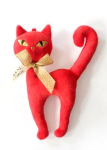 Quality Red Color Soft Plush Toys Cat Shape 100% Polyester Filling Material wholesale