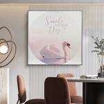 Custom Luxury Home Decor White Swan Relief Painting Oil Painting Wall Art