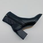 Casual Womens Black Pointed Toe Ankle Boots Square Abs Heel With TPR Outsole