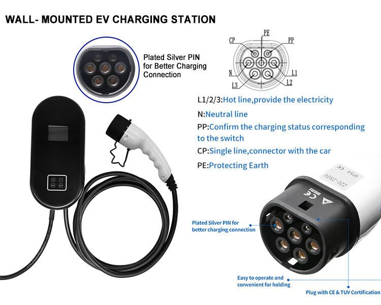 FCC Electric Car Charging Cable 3 Phase Type 2 With SAE J1772 Plug 440v 60HZ