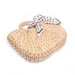 Round Wrist Beach Woven Bag , Handmade Crochet Handbags Corn Skin Material ODM