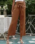 Oem Clothing Women'S Flared Casual Pants Wide Leg Elastic Waist With Belt Pants