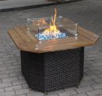41'' Square Chat Wicker Barbecue Outdoor Fire Pit Table Outdoor Gas Garden