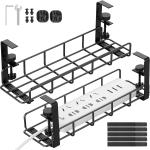 Metal Fabric Type Under Desk Cable Management Tray White No Drill Desk Cord
