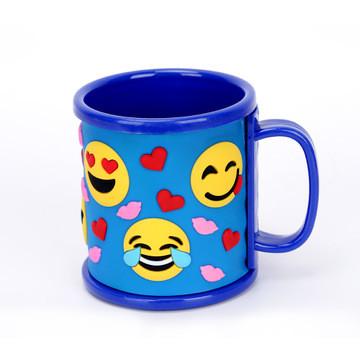 Promotional Emoji Soft Touch PVC Logo Wrapped On Plastic ABS Mug For Children's