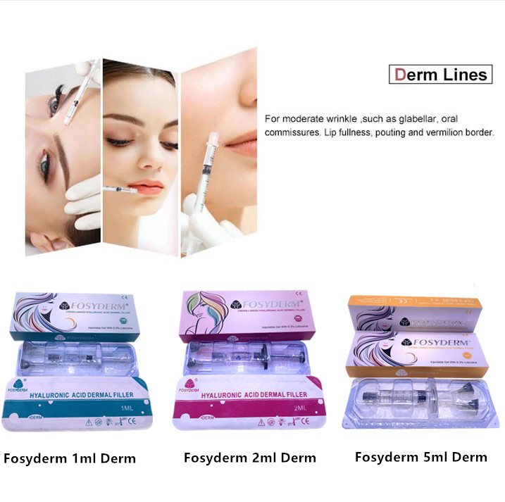Fosyderm 1ml Derm Hyaluronic Acid Dermal Filler Lips Plumper Injection