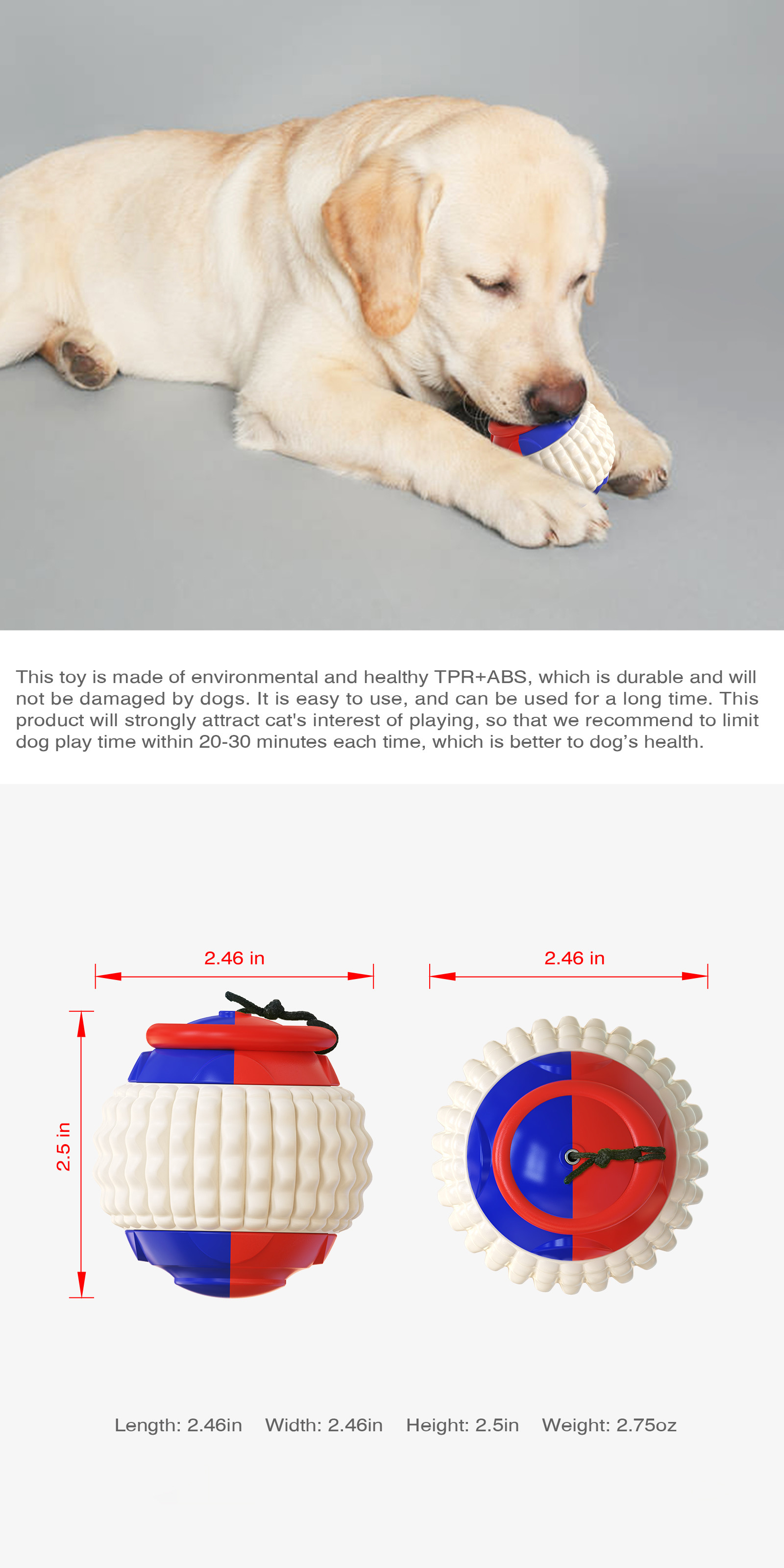 Hand Throwing Interactive Pet Toys Molar Teeth Dog Training Ball 80g OEM
