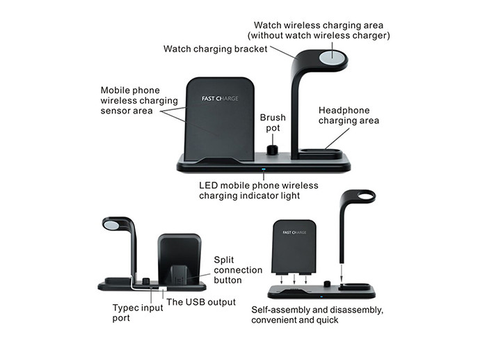 10W 10mm Fast Charging 3 In 1 Wireless Charger For Apple