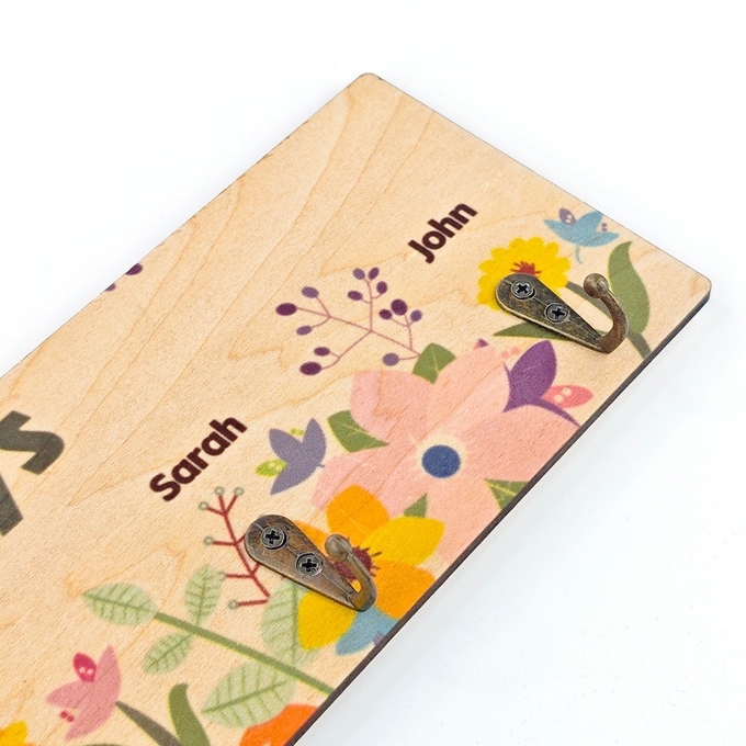 Simple Wall-Mounted Rectangular Sublimation Wooden Key Holder Board With Hooks For Sublimation Photo Printing