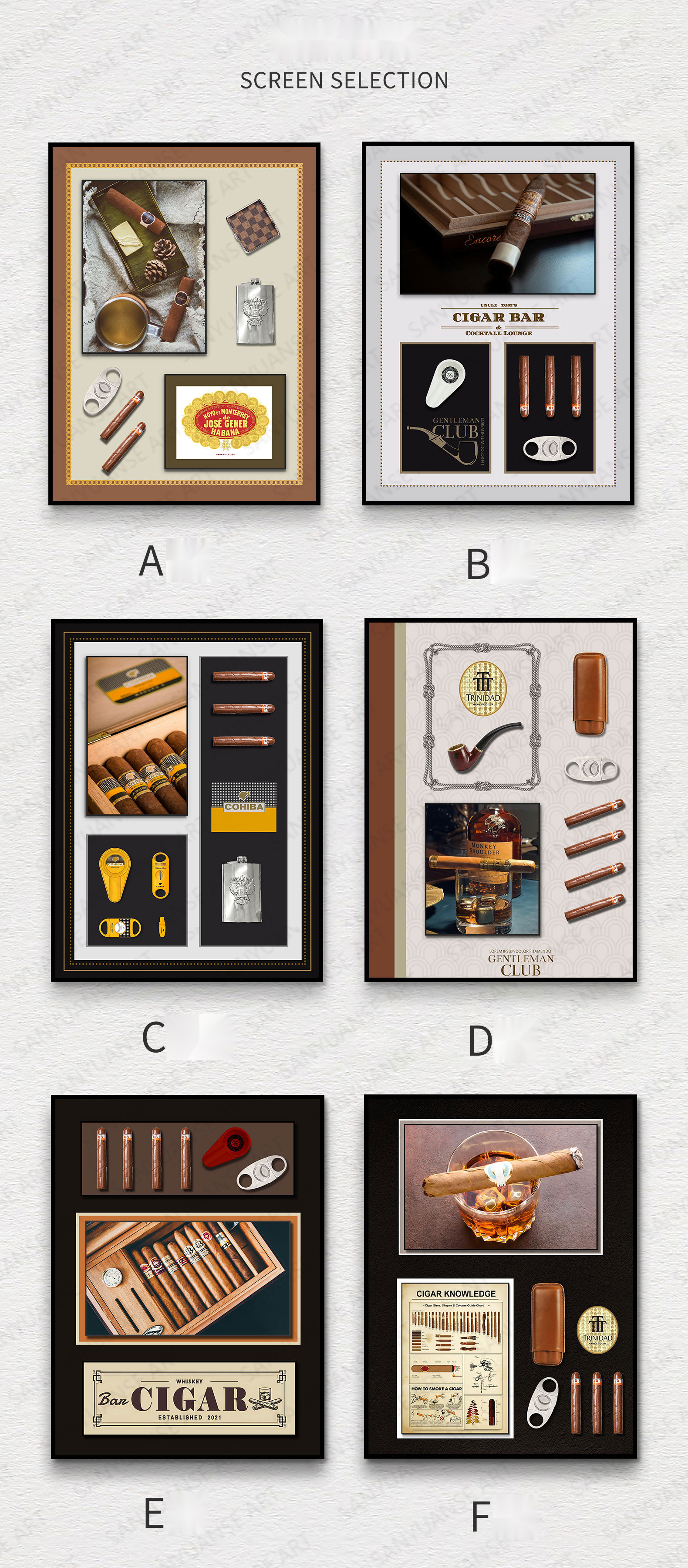 Modern 3D Artistic Cigar Painting Detailed Simulation Wall Murals for Interior