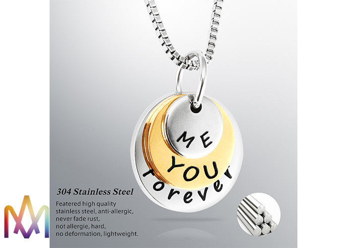 Rustproof SS304 Dangle Charms Mens Engraved Necklace