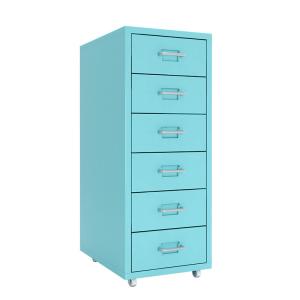 Quality Daily Storage 6 Drawers Mobile Metal File Cabinet With 4 Casters wholesale
