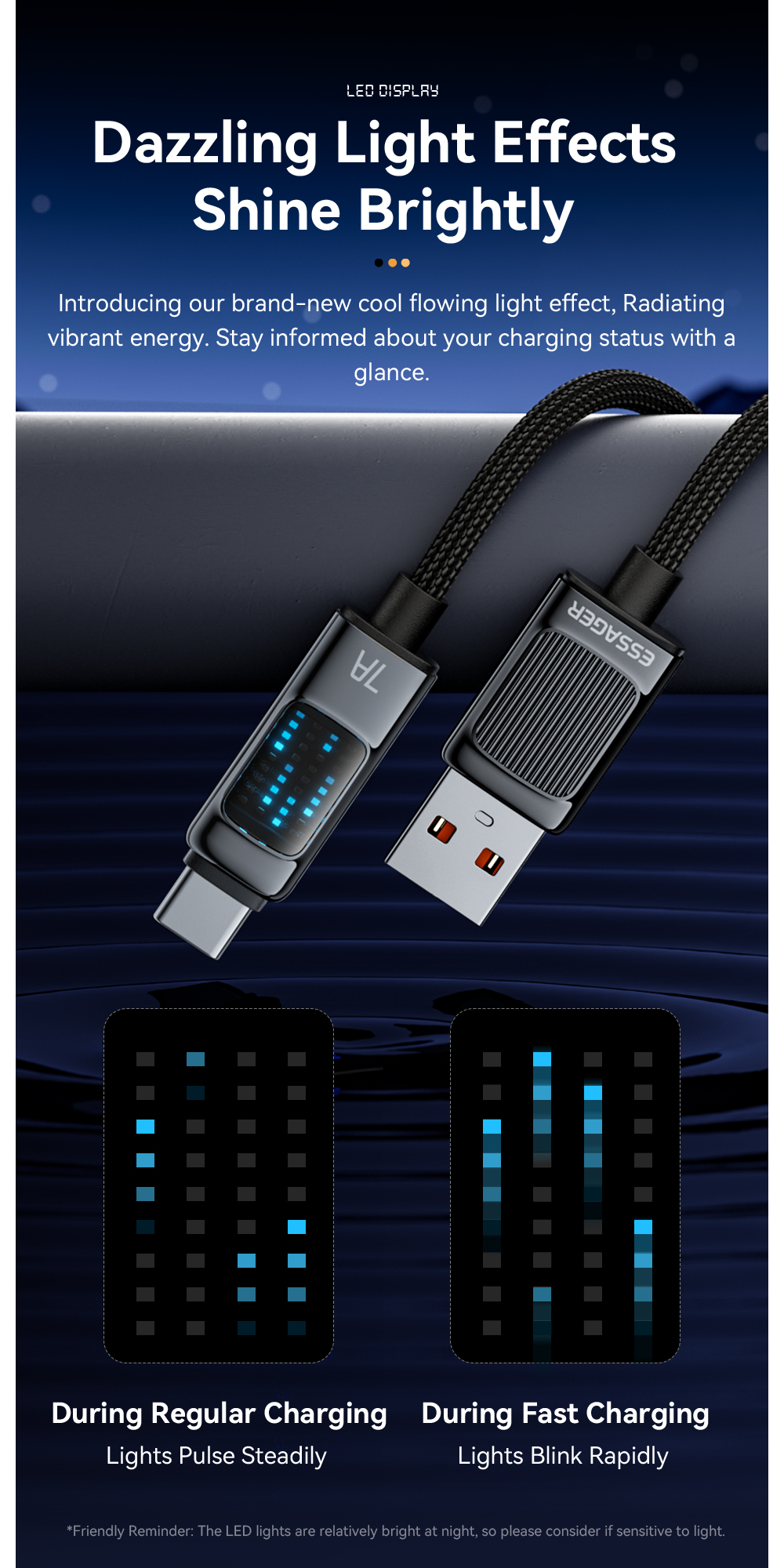 7A Max 100W USB A To C Type C Charging Cable ESSAGER ES-X58 Series