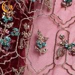 Women Dress Sequins Lace Fabric 140cm Width French Beaded Lace Customized