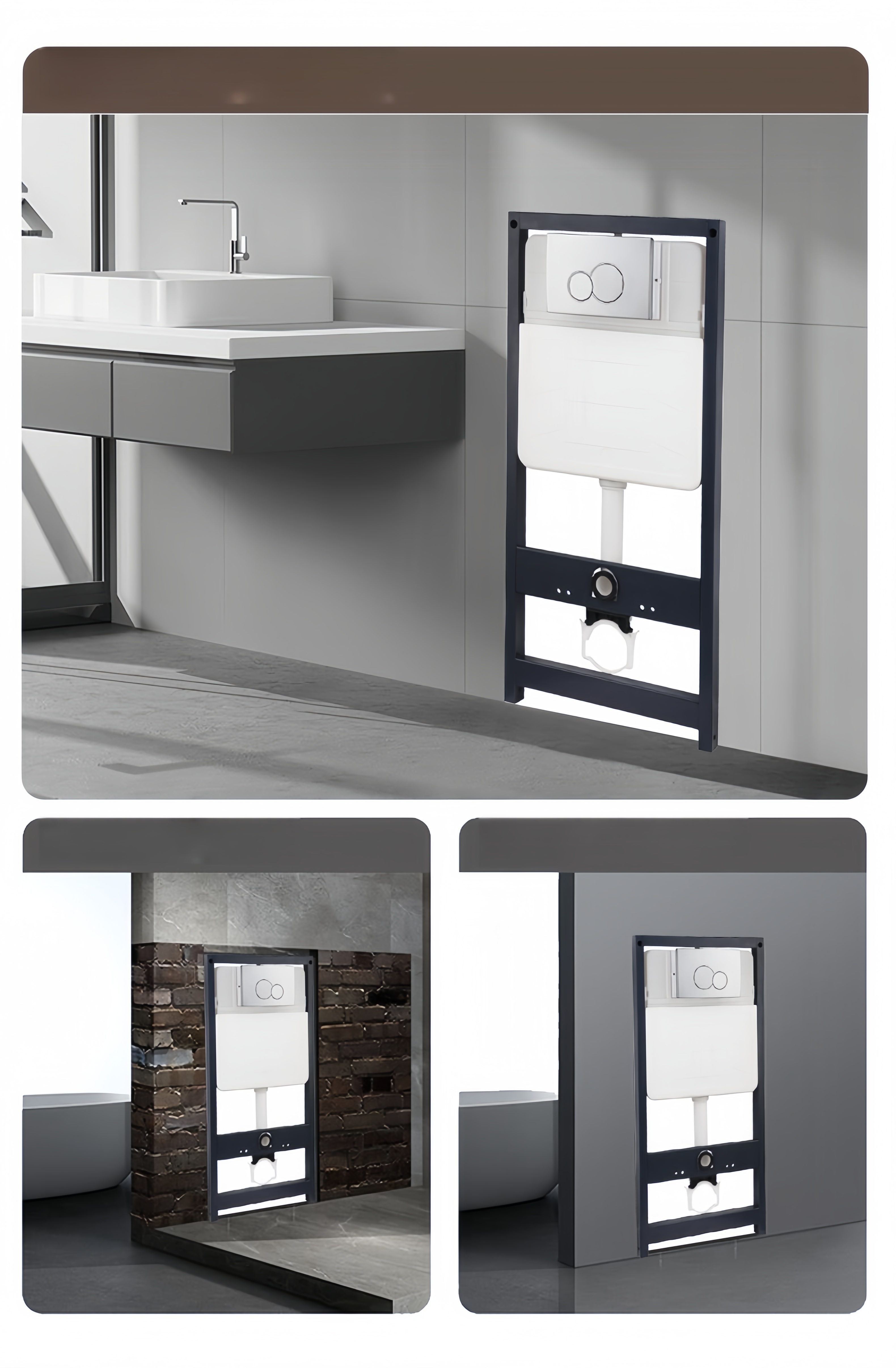 Wall Mounted Concealed Tank Cistern with Stainless Steel Frame and European Watermark
