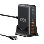 ESSAGER YMX-320W Series PD 20W 65W 100W QC 18W 8 Ports USB-C USB-A GaN Charger