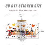 16OZ UV DTF Transfers For Halloween Cup Wrap Designs On Glass Tumblers