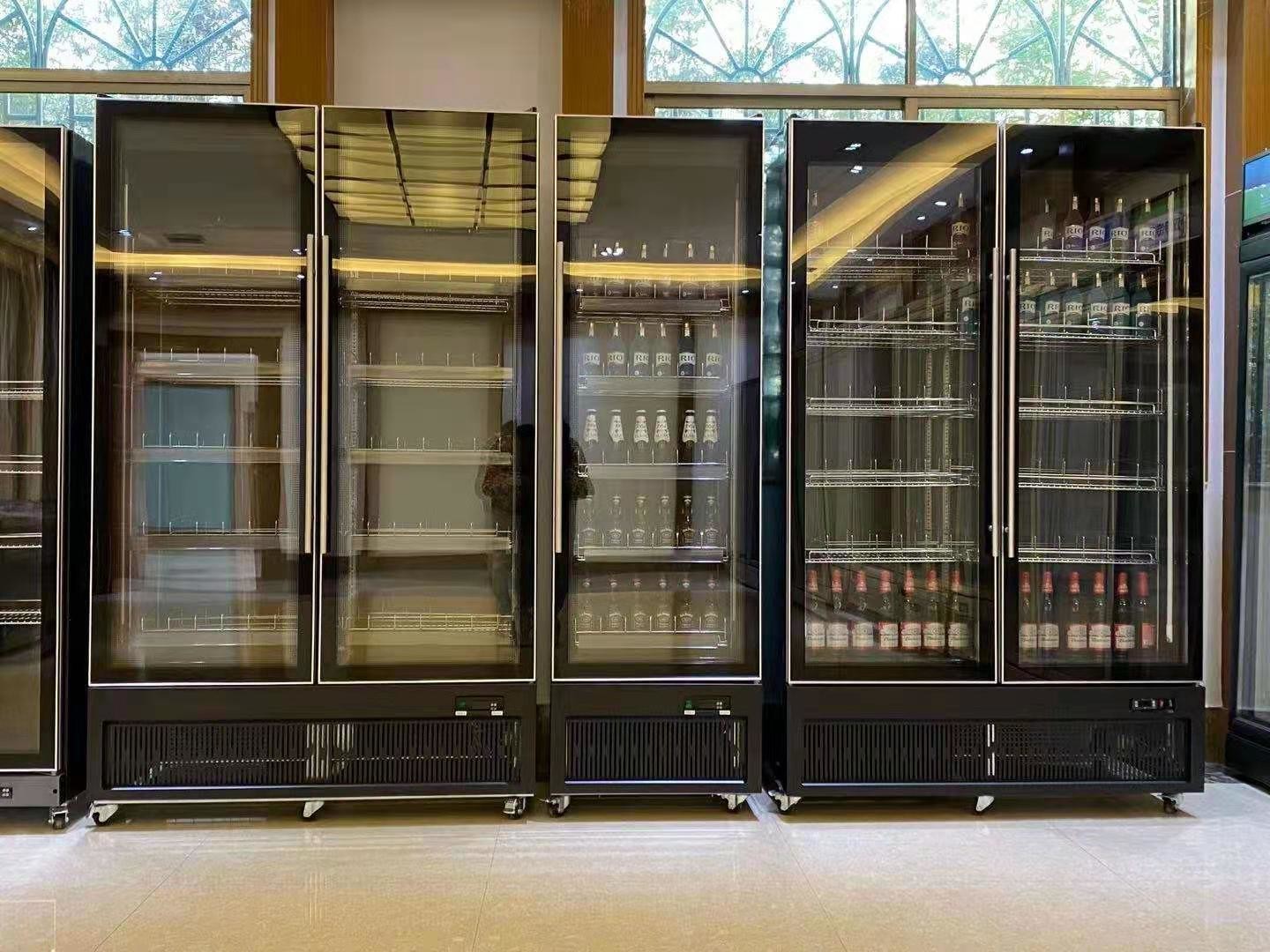 Full glass door bottom compressor beverage display cooler with certificate