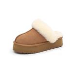 Factory Custom Cowhide Height-Increasing Women'S Outdoor Thick-Soled Slippers