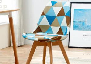 Quality Contemporary Patchwork Dining Chair Geometrically Designed Wood Base wholesale
