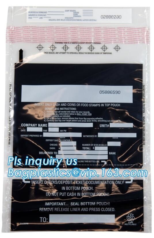 Opaque Tamper Evident Sealing Plastic Bank Money Steb Security Bag / Custom Self Adhesive Plastic Courier Bag, bagease