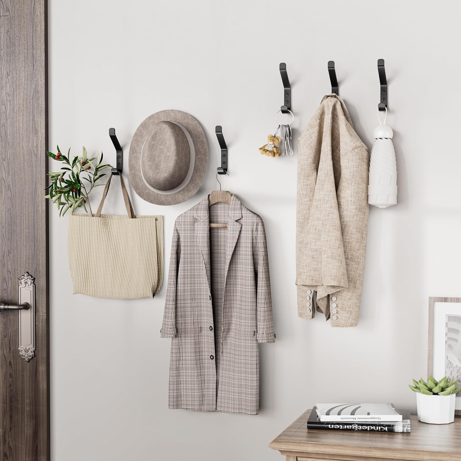 Convenient Wall Hooks for Hanging Clothes Heavy Duty Black Hangers 0.51*0.51*3.7inch