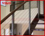 Steel Cable Stair VK89SC WoodenHandrail Treed American Oak Carbon Powder-coate