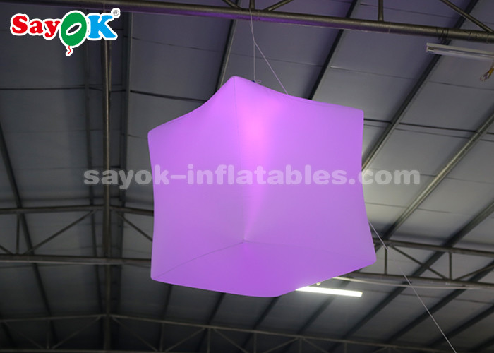1 Meter LED Hanging Inflatable Cube Balloon With 16 Colors