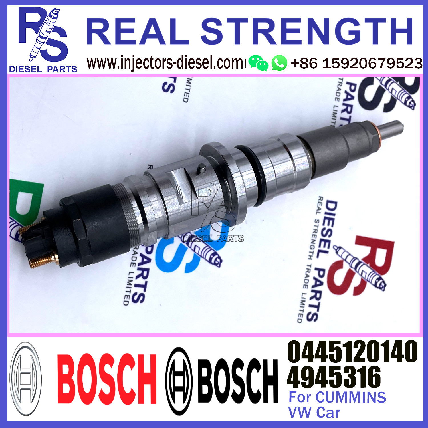 Common rail assembly diesel fuel injector 4945316 0445120140 for Cummins VW