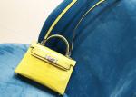 Womens Handhold Yellow 22cm Crocodile Skin Bag With Square Shape