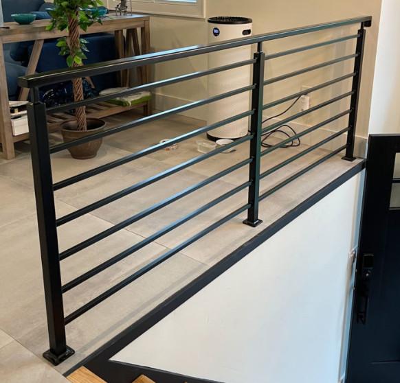 Contemporary FRP Handrails Indoors Fiberglass Stair Railing Black Smooth