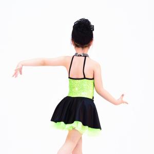 Quality 3 Colours Fancy Girls Jazz Dance Dress with Rhinestones Chocker Collar Dance Competition Costumes wholesale