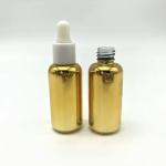 Electroplating Golden Glass Essential Oil Dropper Bottles 10ml