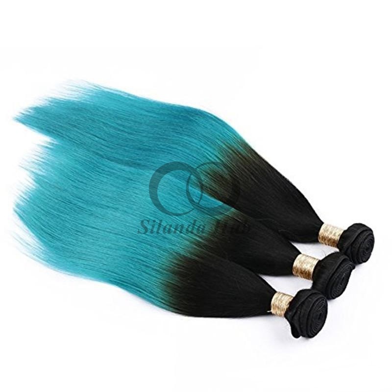 #T1B/Blue Straight Remy Human Hair Bundles Sew In Weave Bundles Brazilian Bundle Deals
