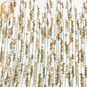 Quality Nylon Material Gold 3D Flower Lace Fabric 135Cm Width wholesale