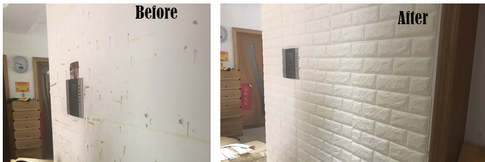 Soft Packages Design Style Waterproof Moistureproof 3D PE Foam Brick Wall Sticker 10mm Thick White Color Wall Decor Wallpaper