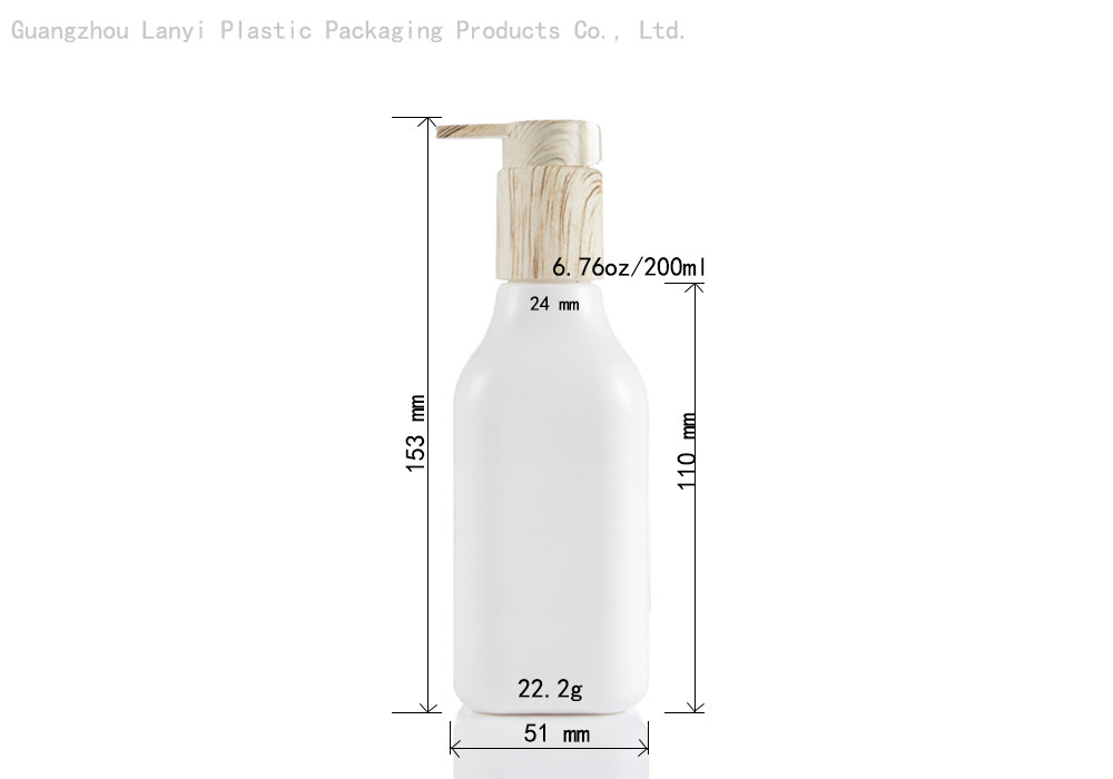 Square Body Cream 6.76oz Shampoo Lotion Plastic Bottle