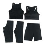 Custom Logo 5 Pieces Yoga Set Tie Dye Sports Bra and Legging Set Workout Yoga