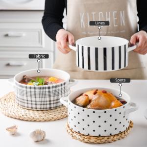 Quality Light Luxury Ceramic Soup Bowl Set Perfect for Business Gifts and Sustainable Cooking wholesale