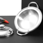 Food Grade 18-32cm Stainless Steel Pan Flat Bottom