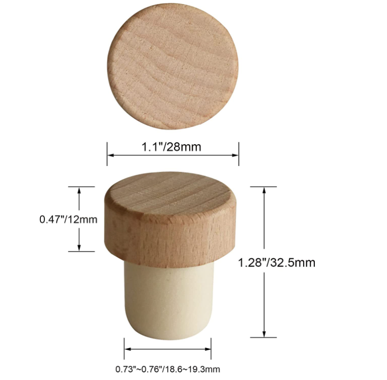 OEM ODM T Type Wooden Top Whisky Liquor Bottle Cap For Wine Glass Bottle