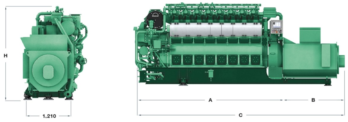 L23/30DF Engine Man Diesel Generator 600kW-1200kW Dual Fuel Generator Set