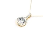 18K 14K 10K Solid Gold Clarity CVD Round Cut Bezel Lab Grown Diamond Necklace