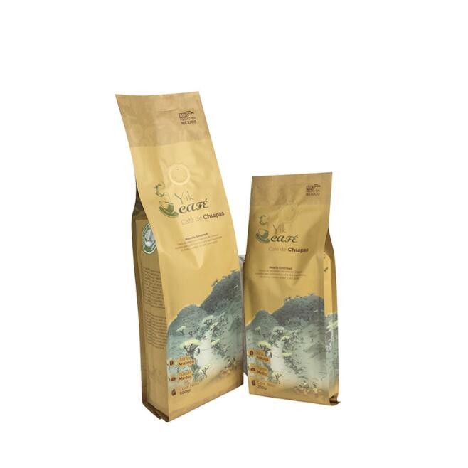250g 500g 1000g Printed Stand Up Gusseted Bags With One Way Valve Tin Tie