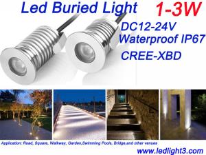 Quality 1W 3W Mini Led Buried Light DC12-24V CREE XBD IP67 Underground Led Lighting Spot Lights Landscape Lighting wholesale