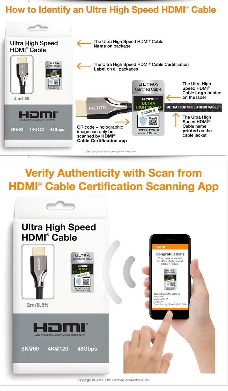 Zinc Alloy 8K HDMI Cable EARC Ultra High Speed HDCP 2.3 2.2 For PS5 Monitors