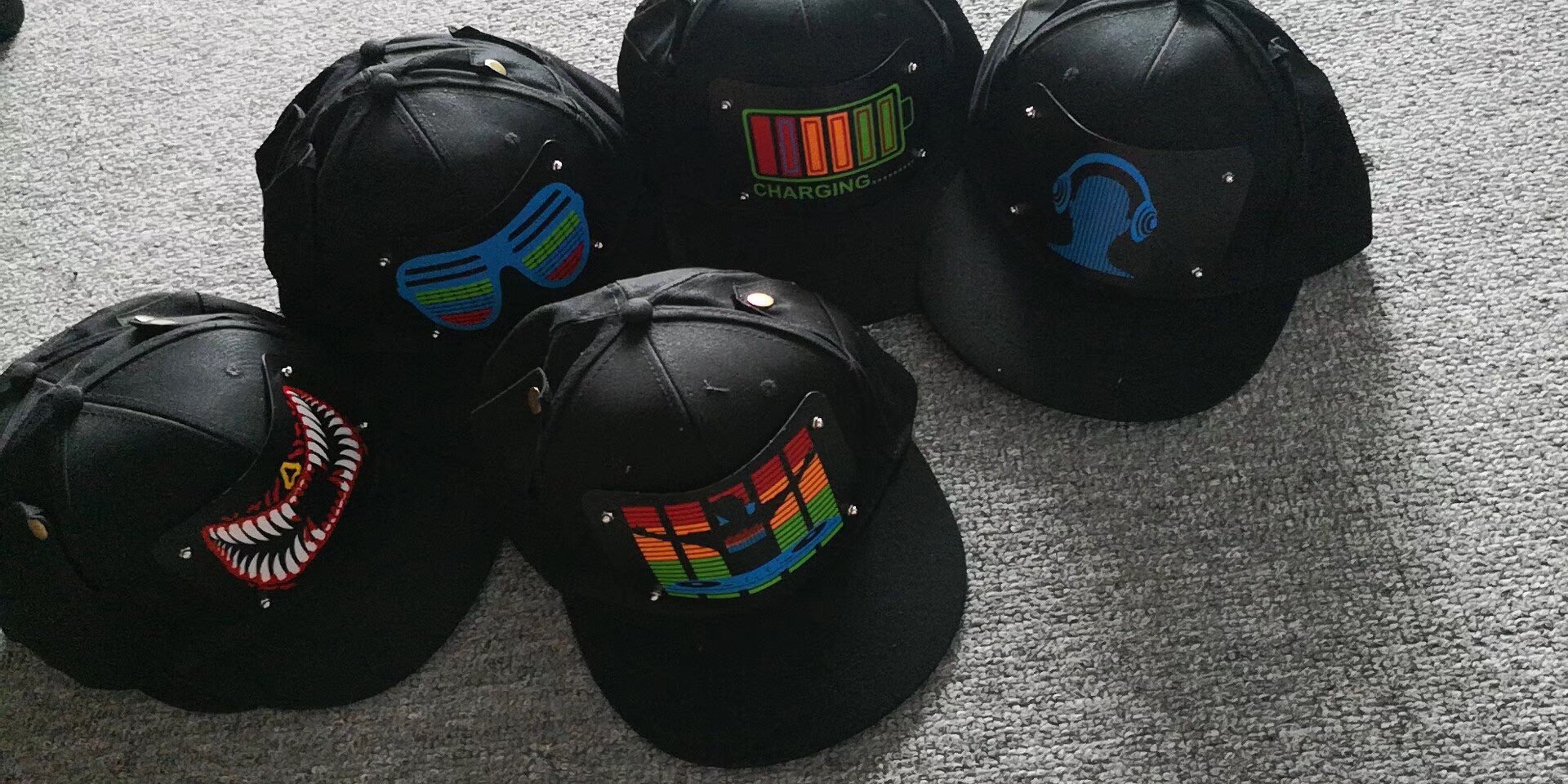 el flashing Cap with wireless inverter for party Custom Light Up EL Hat /Sound Activated led Cap cotton material