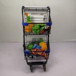 Electrophoresis 80L Metal Shopping Trolley Lightweight With 3 Baskets 4" PU