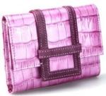 Crocodile-embossed Leather Purple Woman Credit Card Holders Wallets