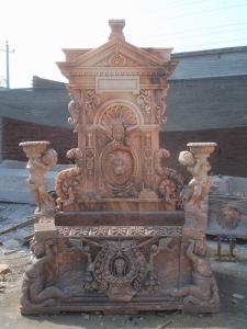 Quality Pink Marble cherubs Statue Stone wall Fountain Outdoor wholesale